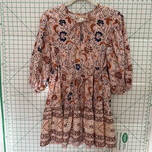 B.O.G. Collective Short Sleeve Mini Dress Gold Blush XS